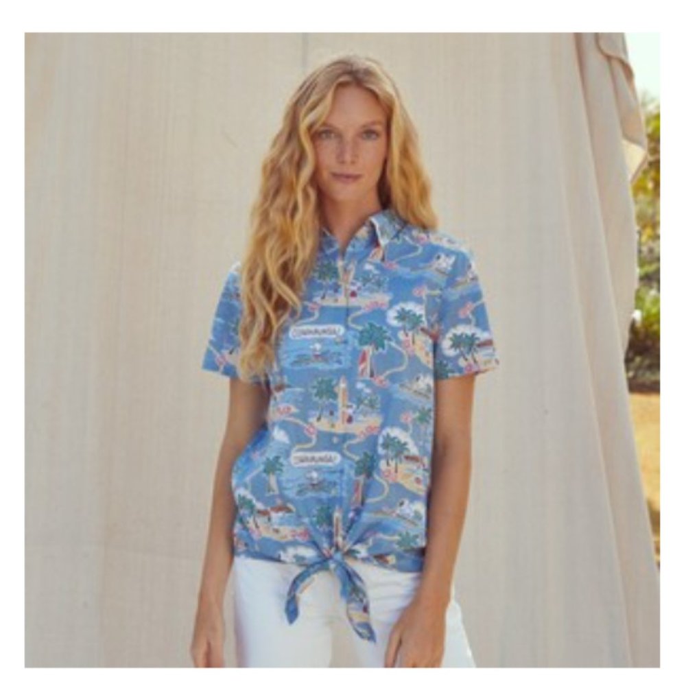 Reyn Spooner Surfin' Snoopy Tie Front Camp Shirt